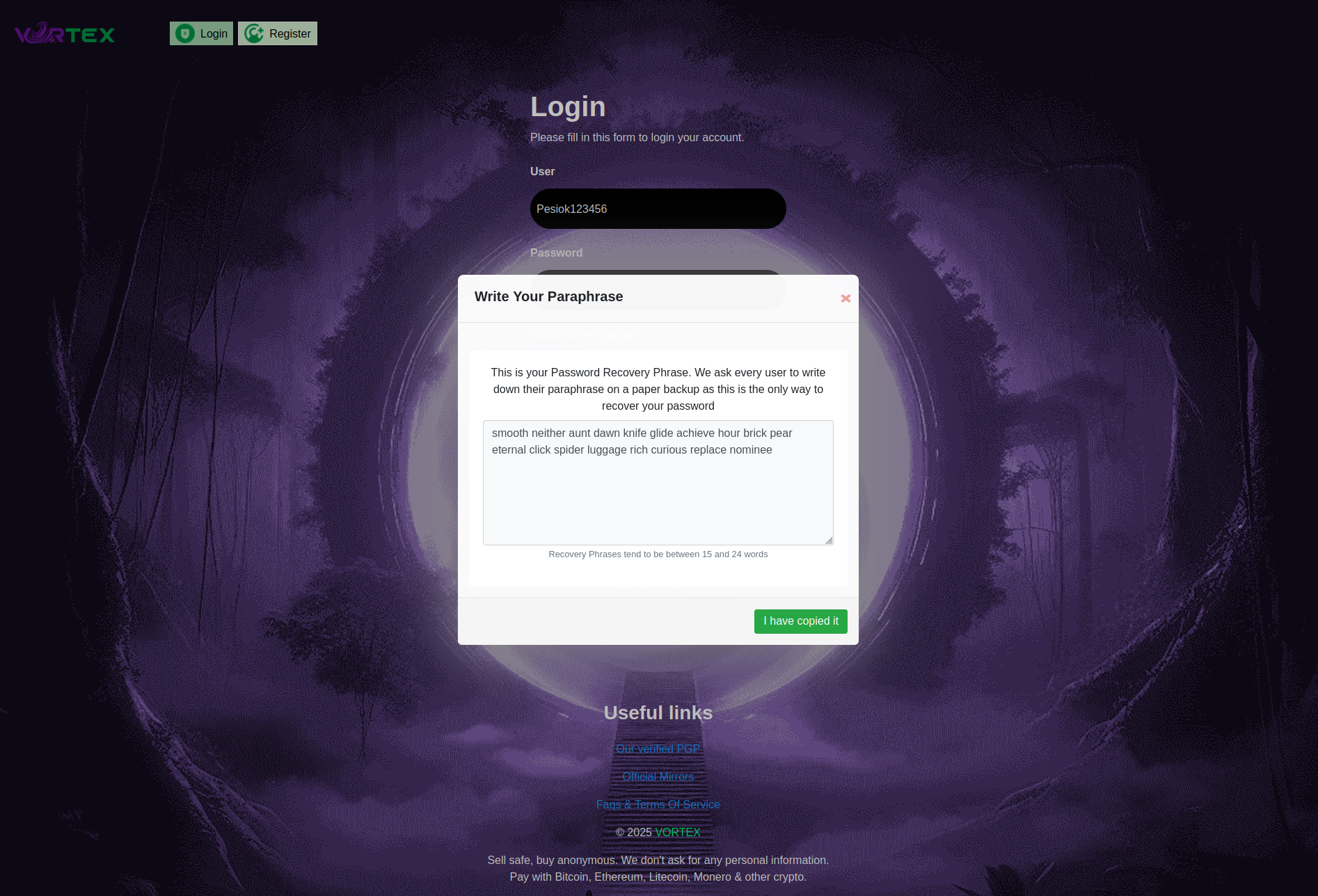 Vortex Market security best practices and recovery phrase protection 2026